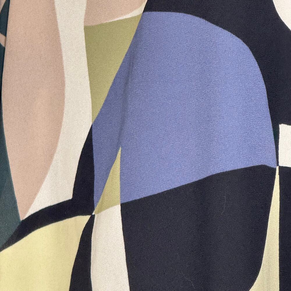 NYDJ Abstract Geometric Tunic Blouse Split Neck Hi Low Career Top Medium - Picture 3 of 11